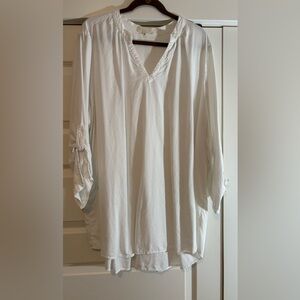 Side Stitch White Women's Tunic Top